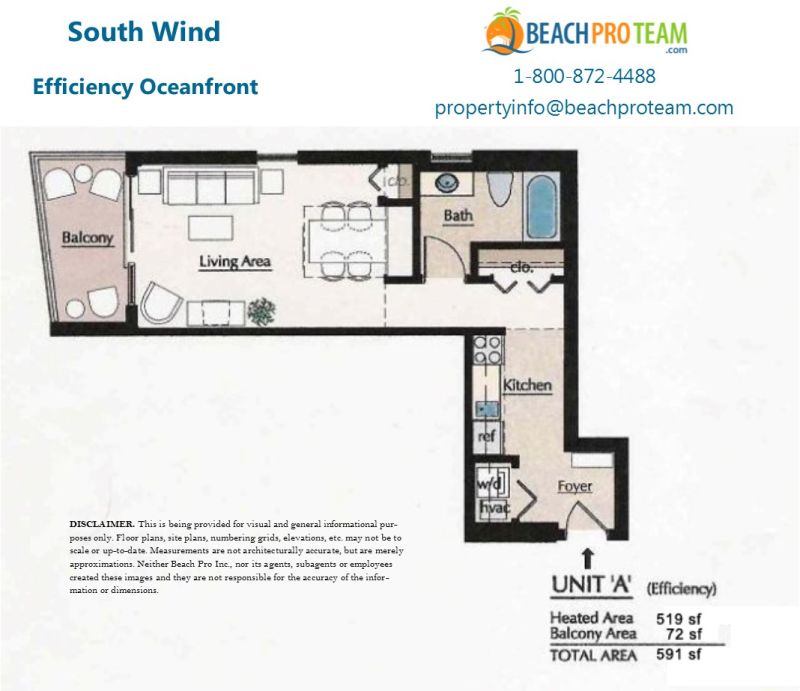 South Wind Floor Plan A - Efficiency Oceanfront